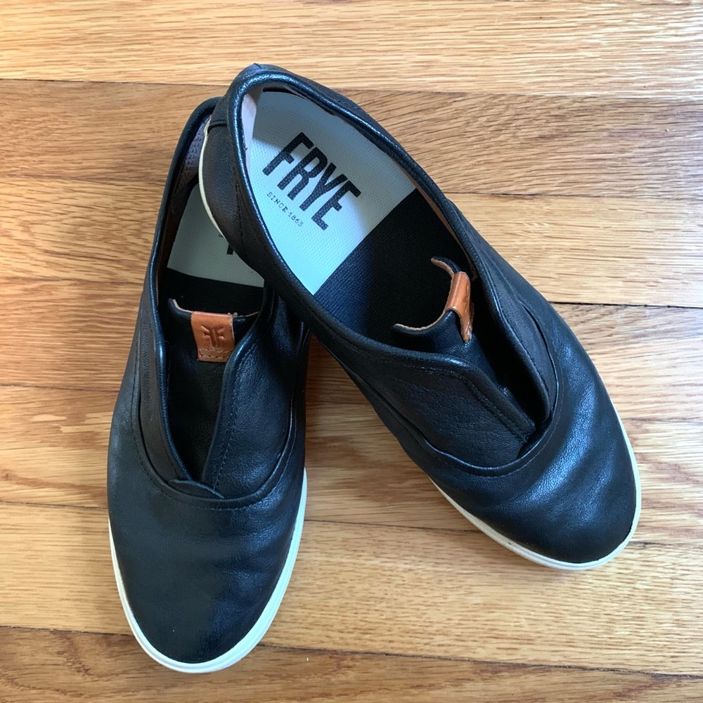 Frye Women’s Black Leather Slip- On Sneaker